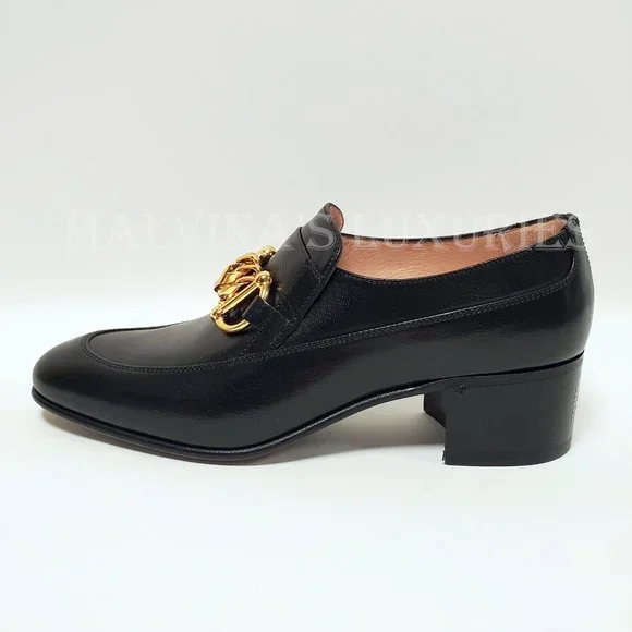 GUCCI SHOES EBAL BLACK LEATHER HORSEBIT CHAIN LOAFERS ICE LOLLY sz 39 9 US - Picture 11 of 16